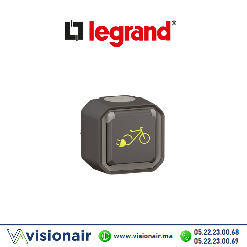 [LEG069787L] Prise de recharge pour vélos et 2 roues électriques Legrand Plexo anthracite 069787L