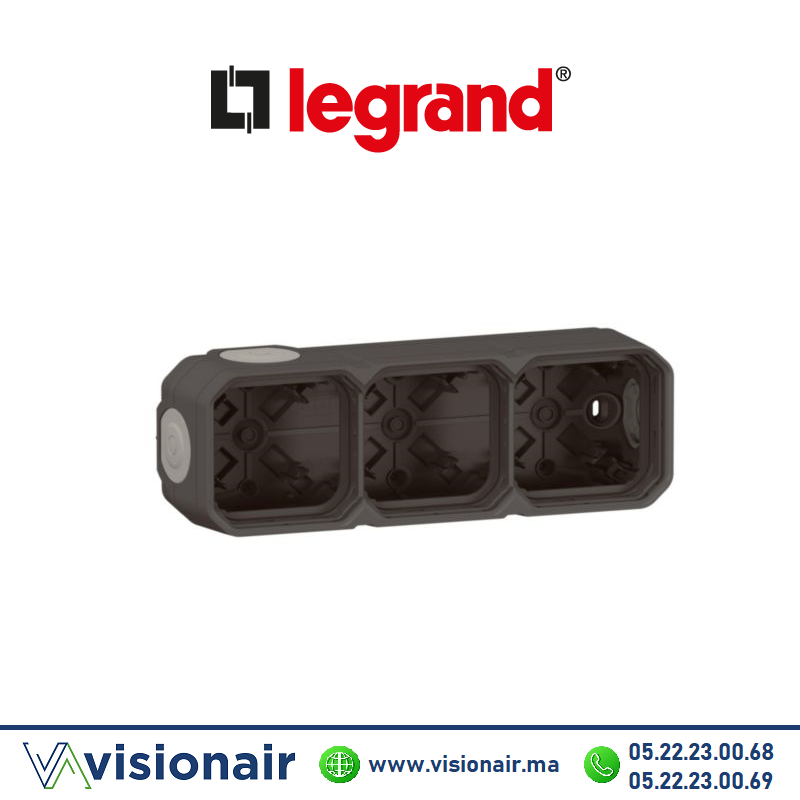 [LEG069603L] Support apparent 3 postes Legrand Plexo anthracite 069603L