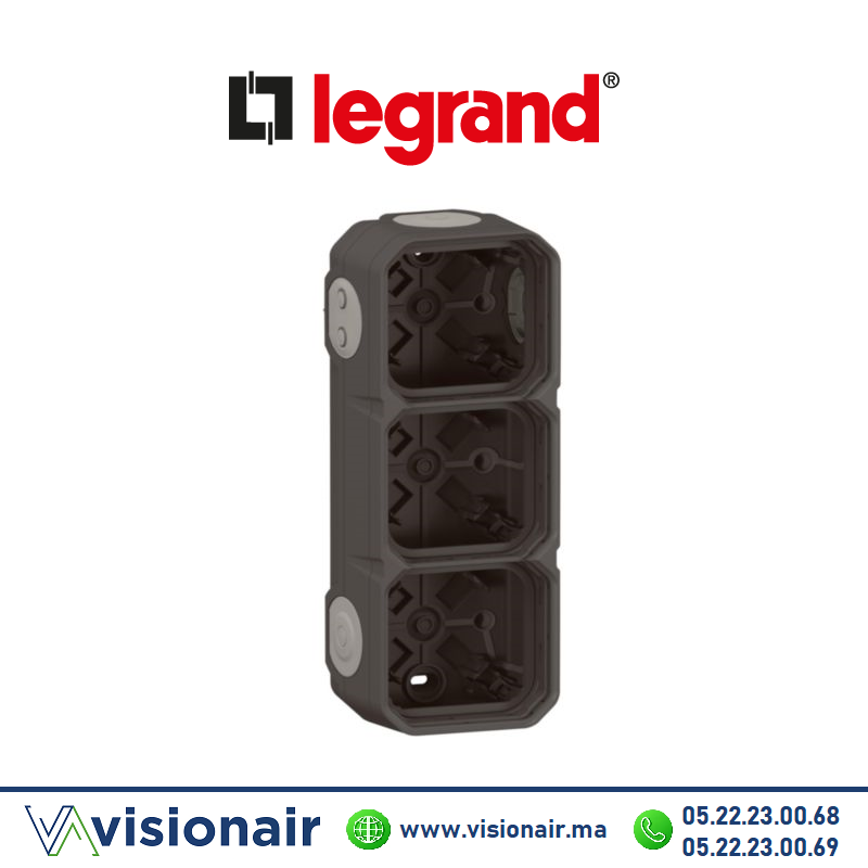 Support apparent 3 postes Legrand Plexo anthracite 069603L Casablanca Maroc