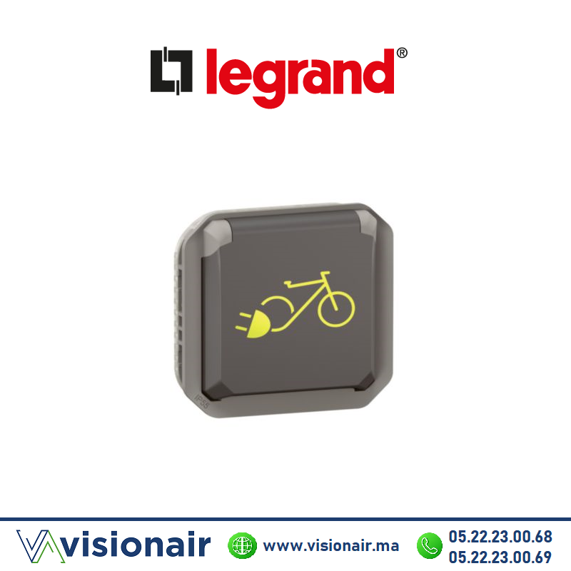[LEG069807L] Prise de recharge pour vélo et 2 roues électriques Legrand Plexo anthracite 069807L