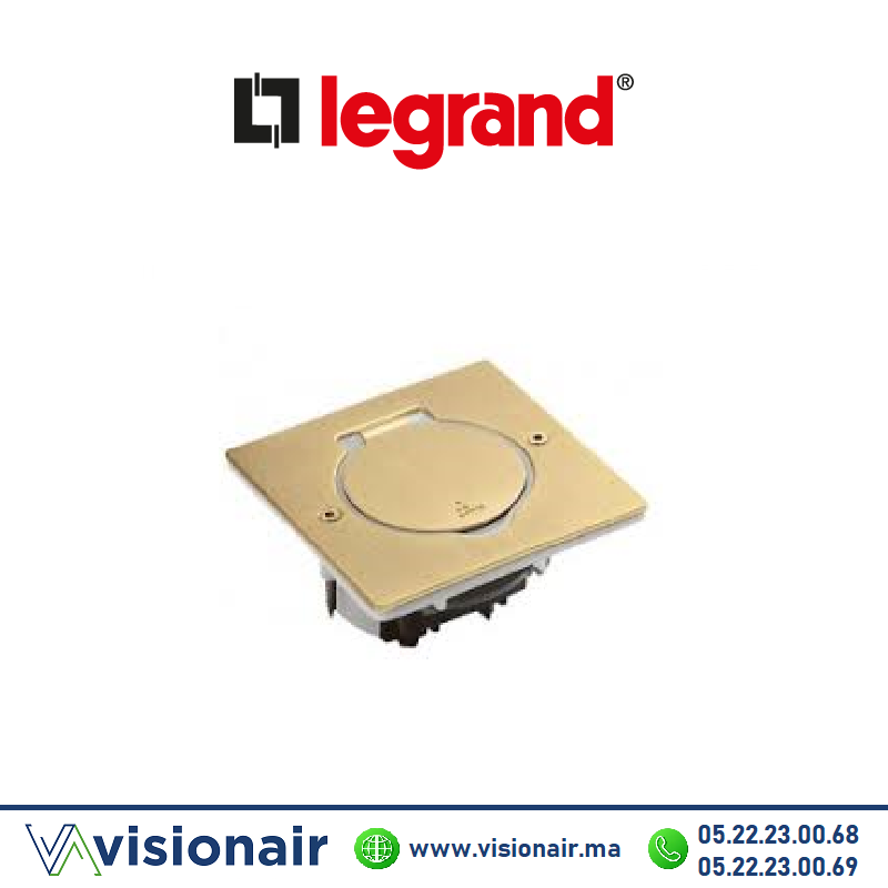 [LEG089710] Platine de sol Legrand doré brossé carrée (vide) 089710