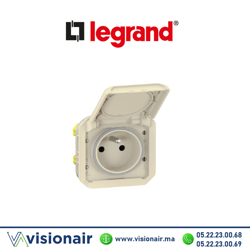 [LEG069828L] Prise 2P+T étanche Legrand Plexo sable 069828L