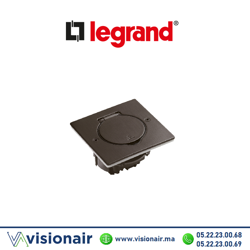 [LEG089750] Platine de sol Legrand acier brun brossé carrée (vide) 089750