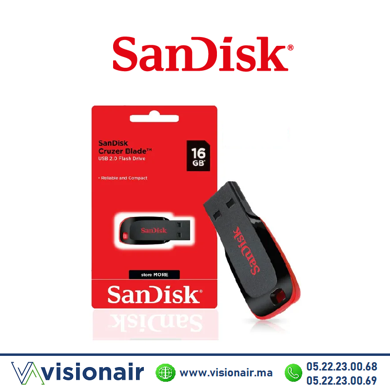 [SDCZ50-016G-B35] Clef USB 2.0 16GB SanDisk Cruzer Blade