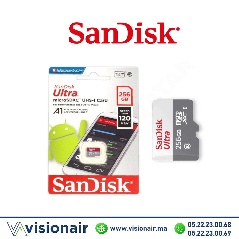 [SDSQUNR-256G-GN3MN] Carte mémoire SanDisk 256GB Ultra microSDXC