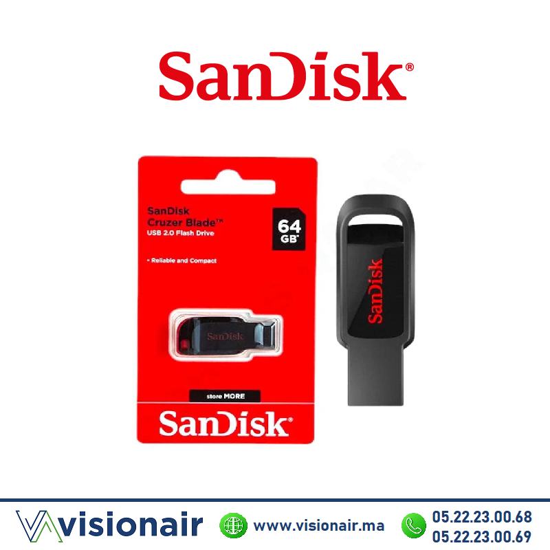 [SDCZ50-064G-B35] Clef USB 2.0 64GB SanDisk Cruzer Blade