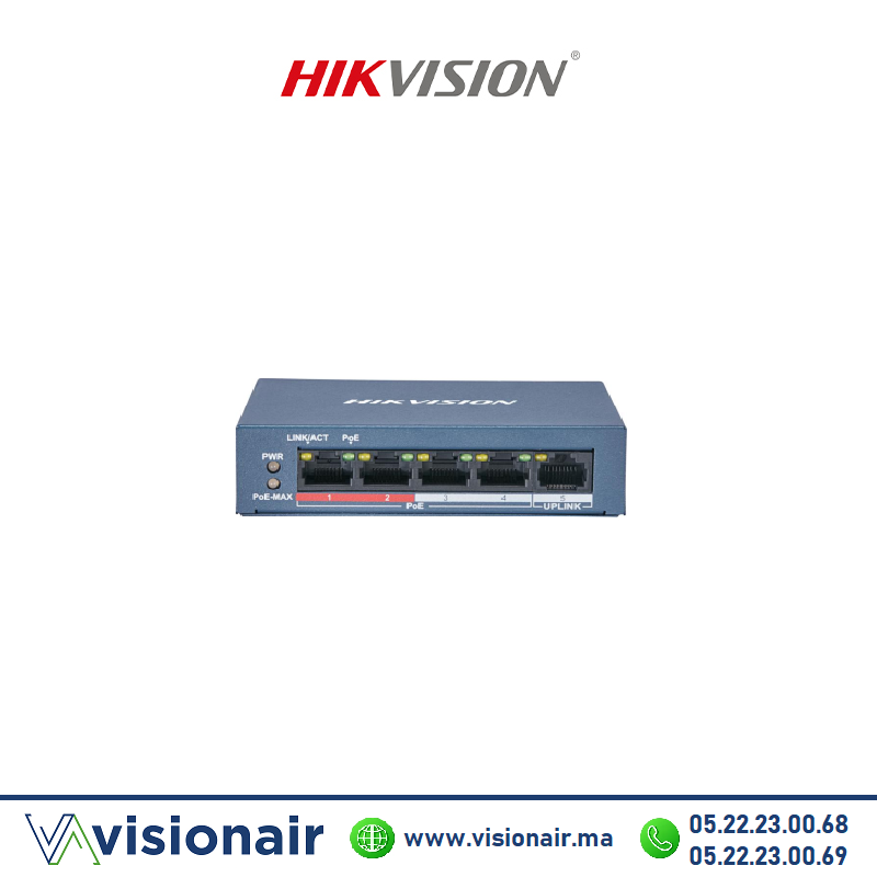 [HIKDS-3E1105P-EI/M] Switch HIKVISION 5 ports POE 10/100 Mbps DS-3E1105P-EI/M
