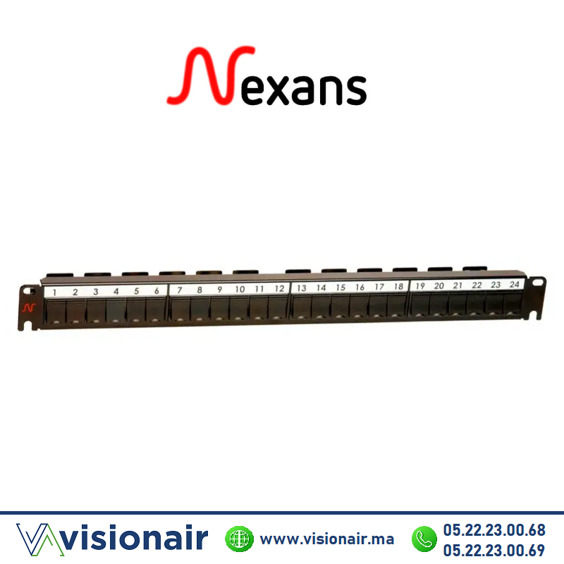 [NEXN521.661BK] Panneau de brassage NEXANS 24 ports avec volets (vide) N521.661BK