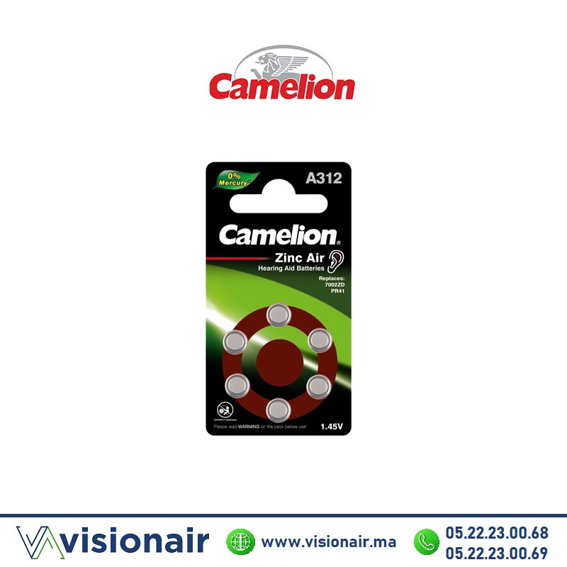 [CAMELIONAIR-A312] Pile auditive Camelion ZincAir A312