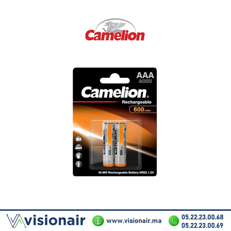 [CAMELIONAAA2] Pile Camelion Rechargeable 2 PILES AAA2 - 600mAh