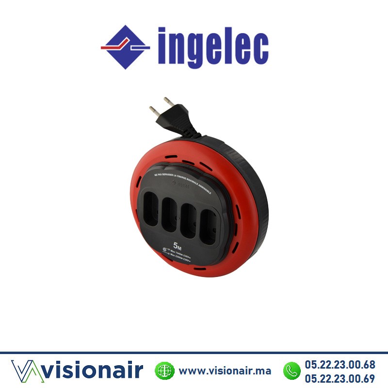 [ING1724/5] Enrouleur INGELEC domestique 4 prises 2P 5m
