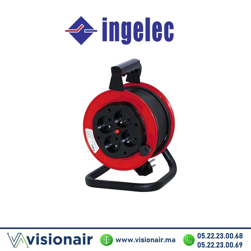 [ING1764/50R] Enrouleur professionnel INGELEC 4 prises 2P+T 50m ROUGE