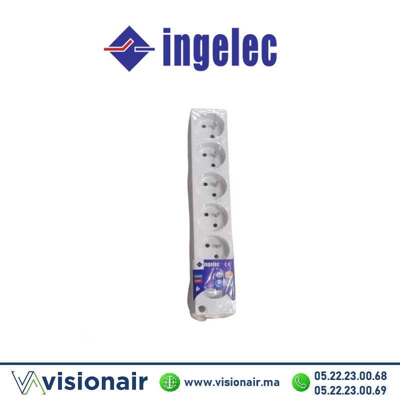 [ING1815/1] Multiprise 5 prises INGELEC 2P+T 1,5m sans interrupteur blanc