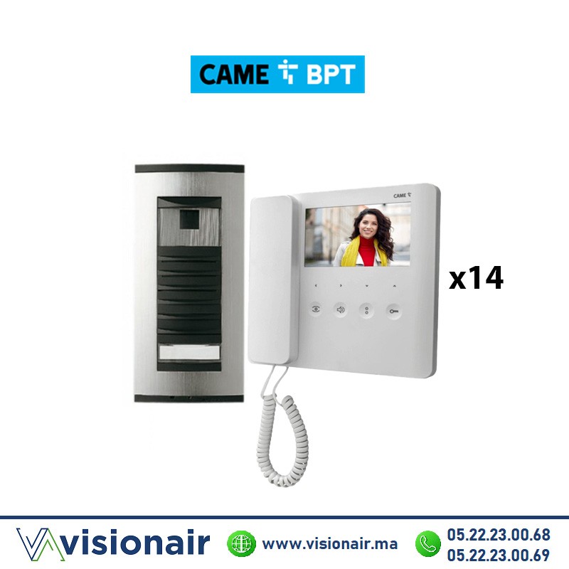 [BPTTARGHA14PB] KIT vidéophone BPT Targha + 14 moniteurs AGT blanc