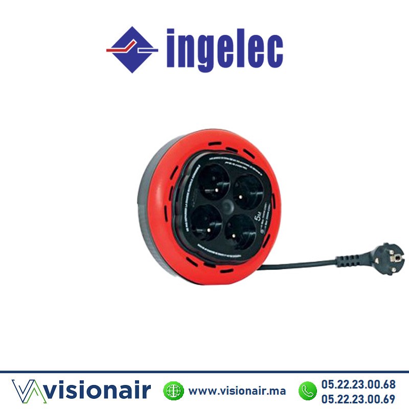 [ING1734/5] Enrouleur domestique INGELEC 4 prises 2P+T 5m