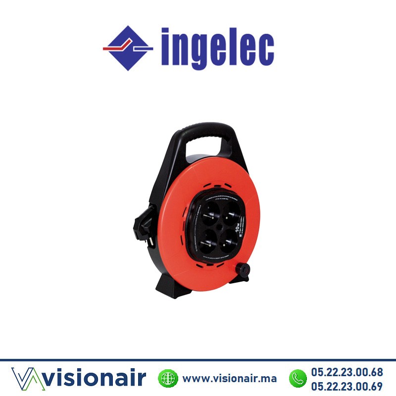 [ING1734/10] Enrouleur domestique INGELEC 4 prises 2P+T 10m