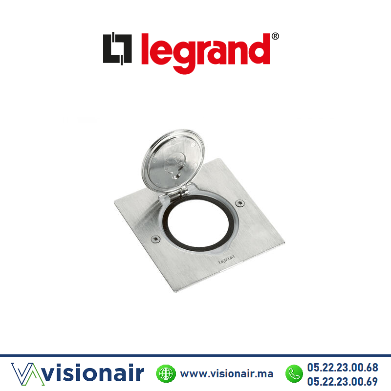[LEG089700] Platine de sol Legrand inox brossé carrée (vide) 089700