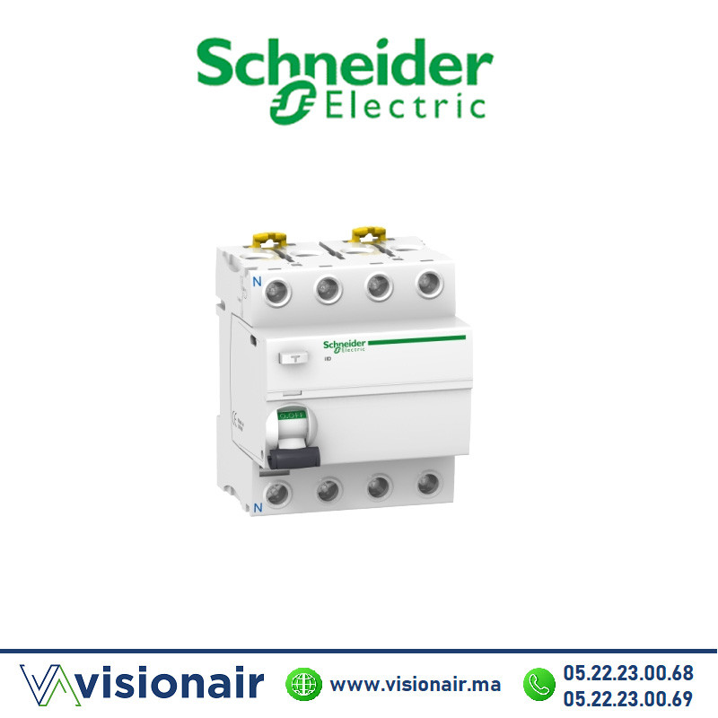 [A9R11480] Interrupteur différentiel SCHNEIDER 4P 80A 30MA TYPE AC A9R11480