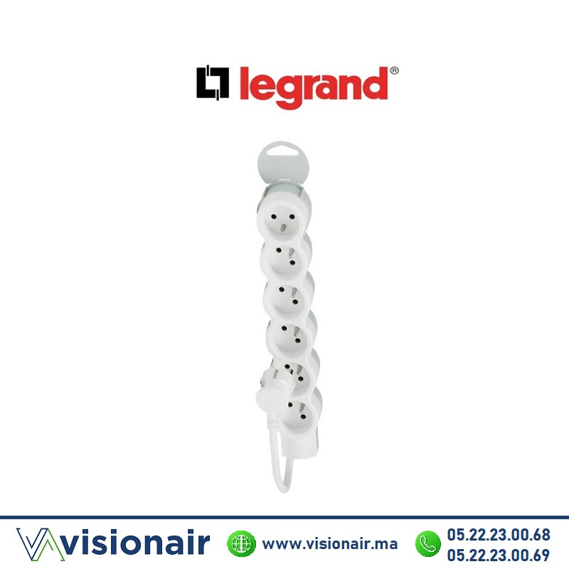[LEG050061] Rallonge multiprise LEGRAND 6 prises 2P+T 1,5m sans interrupteur blanc 050061
