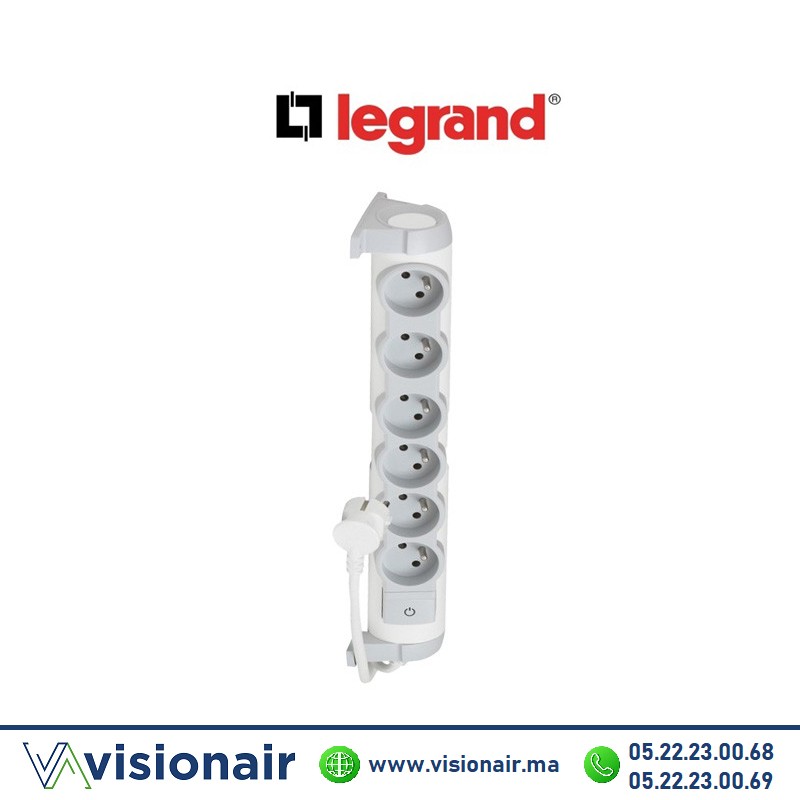 [LEG050083] Rallonge multiprise LEGRAND 6 prises 2P+T 1,5m avec interrupteur blanc 050083