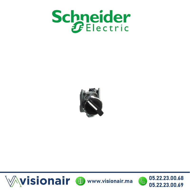 [XB4BD21] Bouton tournant Schneider noir à manette 2 position fix 1F métallique XB4BD21