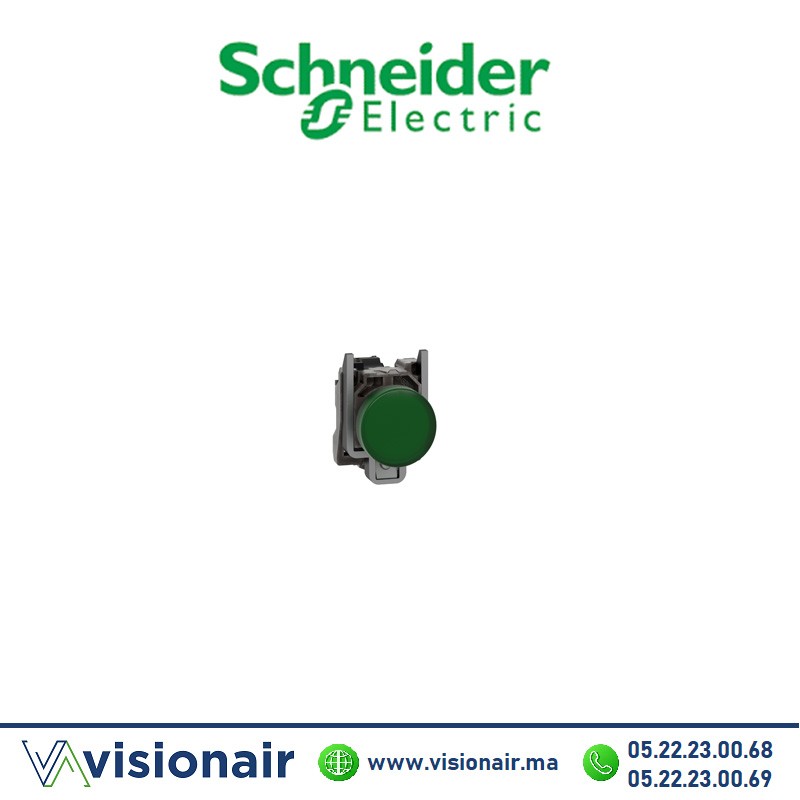 [XB4BVB3] Voyant rond Schneider vert LED intégrée 24V cosses métallique XB4BVB3