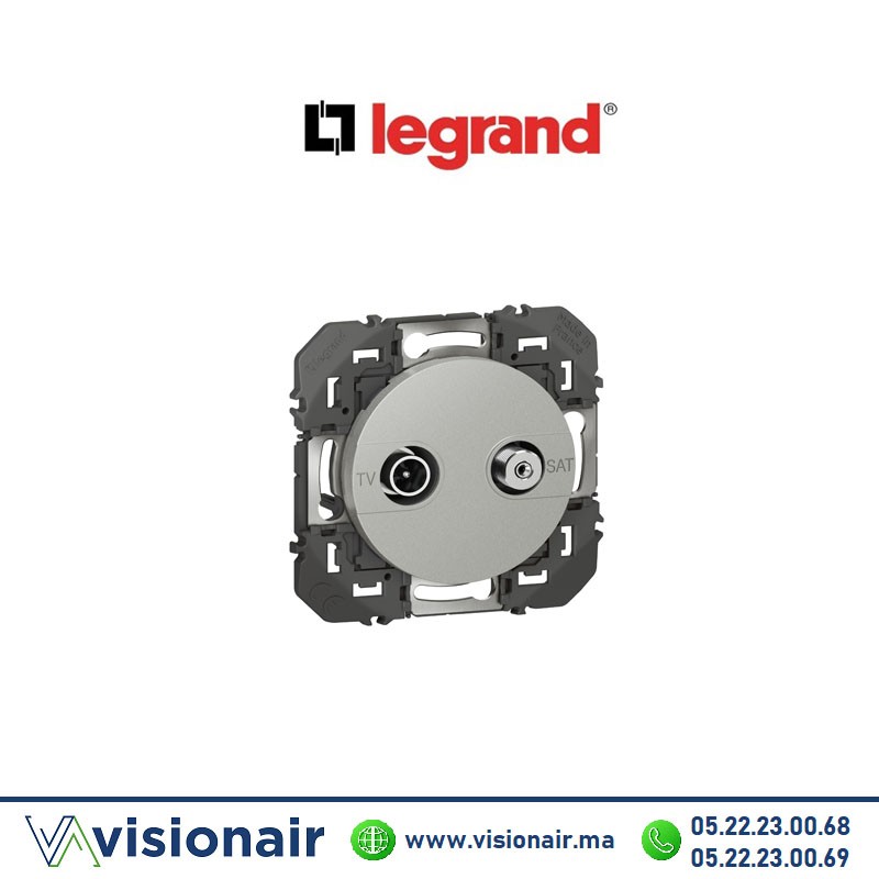 [600456] Prise TV-SAT étoile blindée  finition alu LEGRAND Dooxie alu 600456