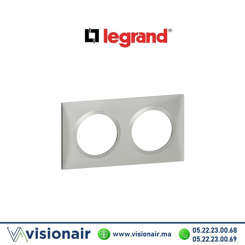 [6 008 52] Plaque carrée 2 postes Legrand Dooxie alu 6 008 52
