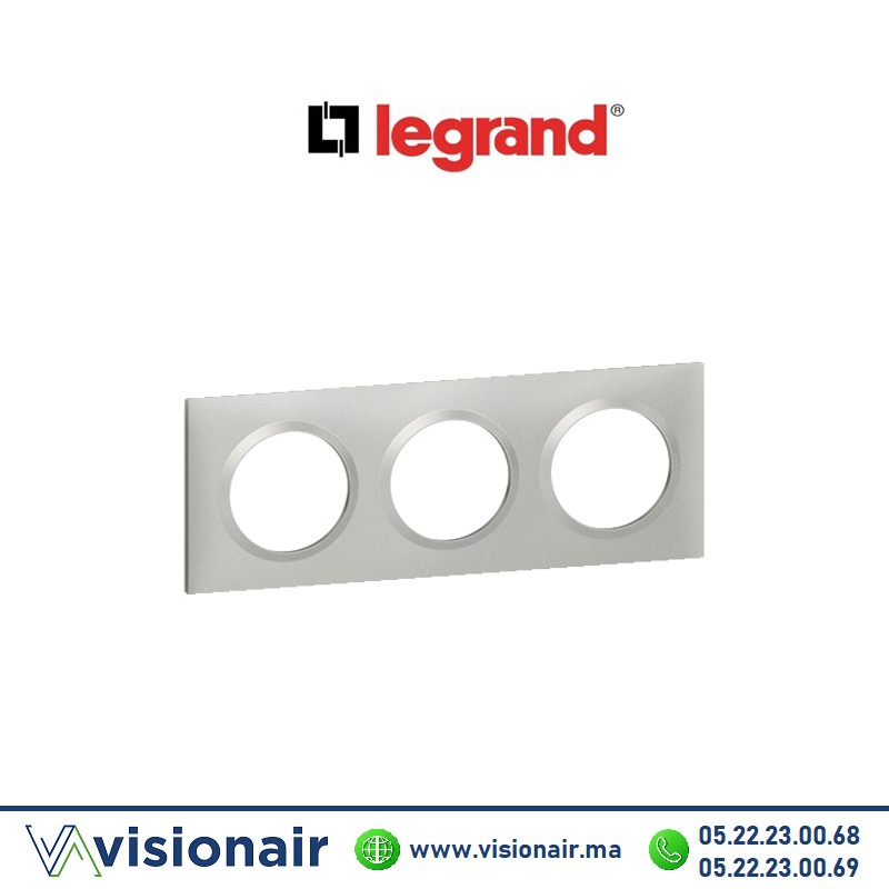 [6 008 53] Plaque carrée 3 postes Legrand Dooxie alu effet 6 008 53