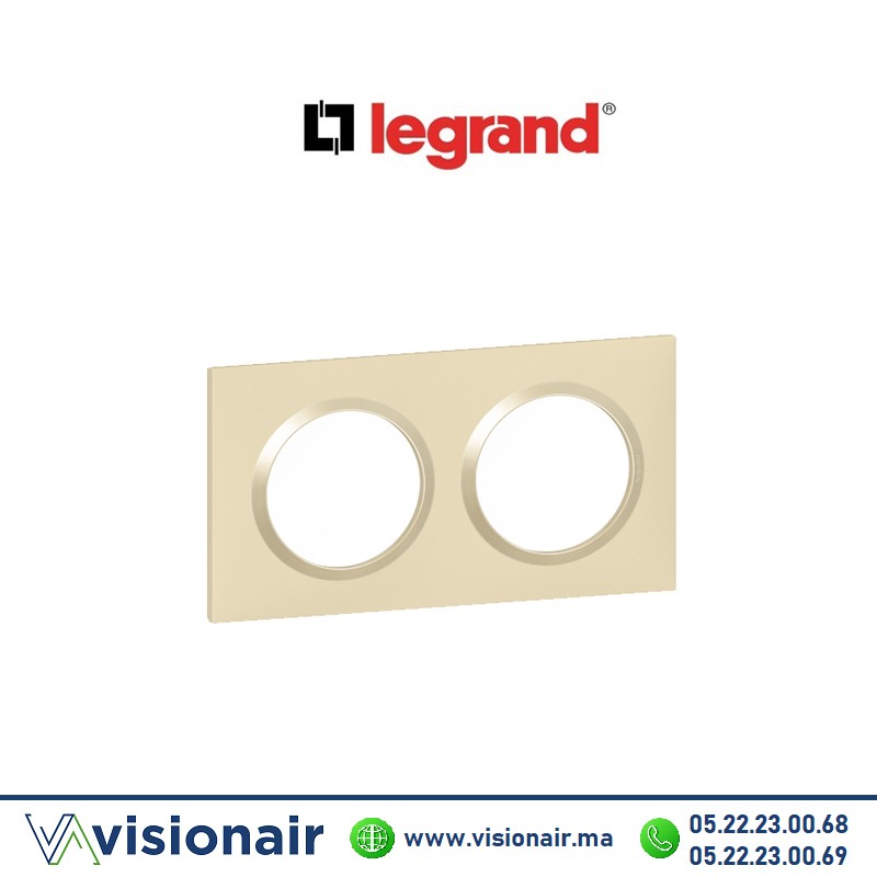 [6 008 12] Plaque carrée dooxie 2 postes Legrand Dooxie alu dune  6 008 12