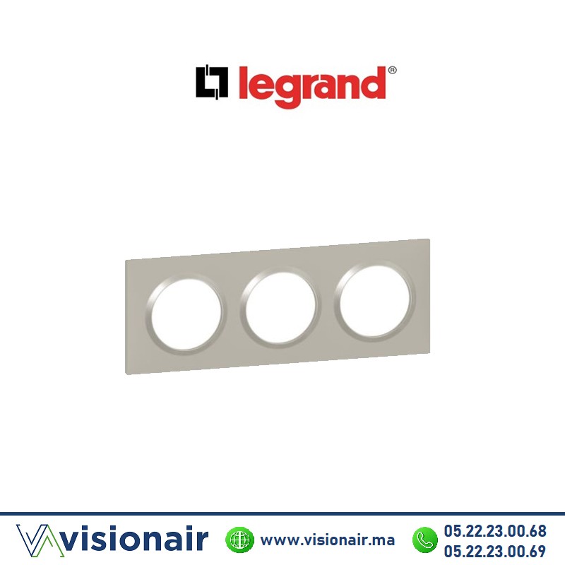 [6 008 23] Plaque carrée 3 postes Legrand Dooxie plume 6 008 23
