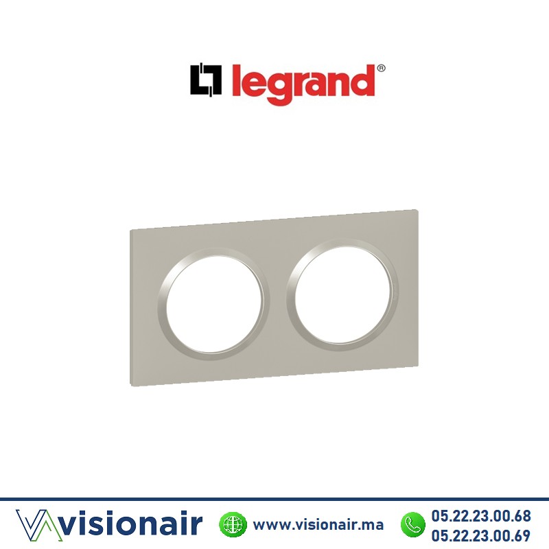 [6 008 22] Plaque carrée 2 postes Legrand Dooxie alu plume 6 008 22