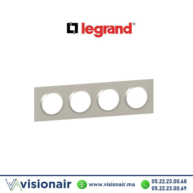[6 008 24] Plaque carrée 4 postes Legrand Dooxie plume 6 008 24