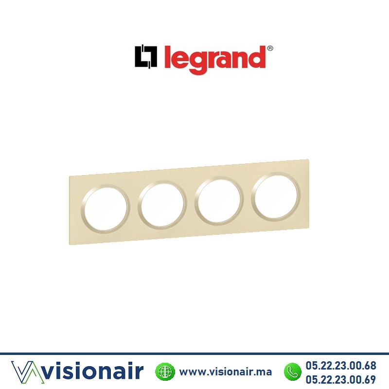 [6 008 14] Plaque carrée 4 postes Legrand Dooxie plume 6 008 14