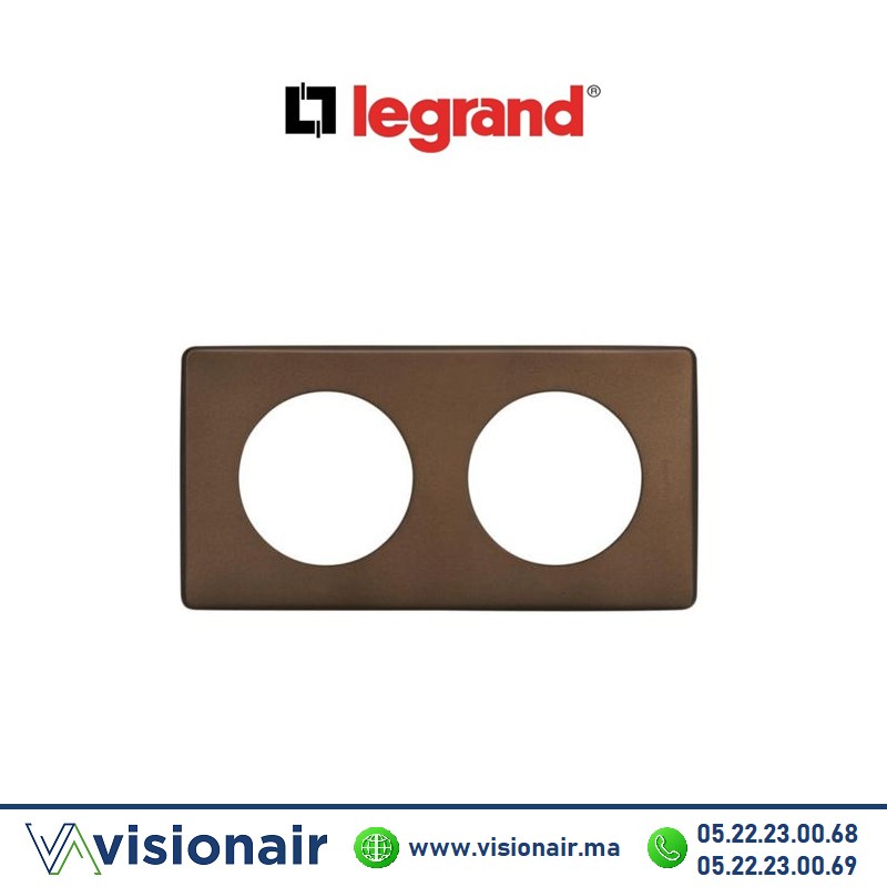 [066792] Plaque alu chocolat Legrand Céliane 2P 066792