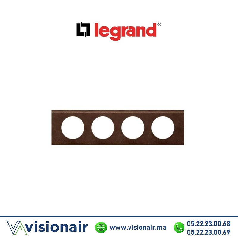 [069404] Plaque Matières Cuir Brun Texturé Legrand Céliane 4P 069404