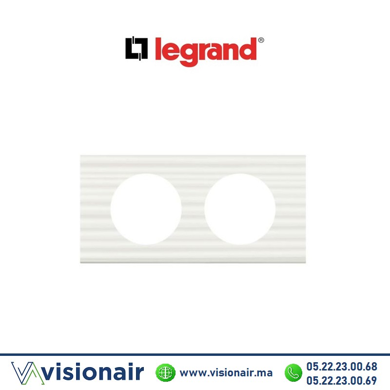 [069012] Plaque Matières Corian® Cannelé Legrand Céliane 2P 069012