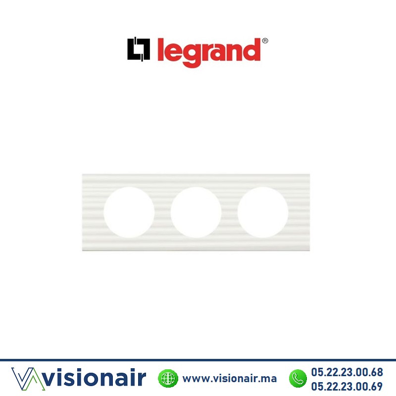 [069013] Plaque Matières Corian® Cannelé Legrand Céliane 3P 069013