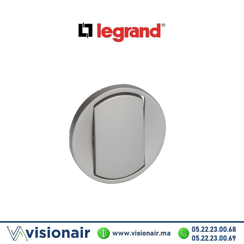 [068301] Enjoliveur interrupteur va-et-vient Titane Legrand Céliane 068301