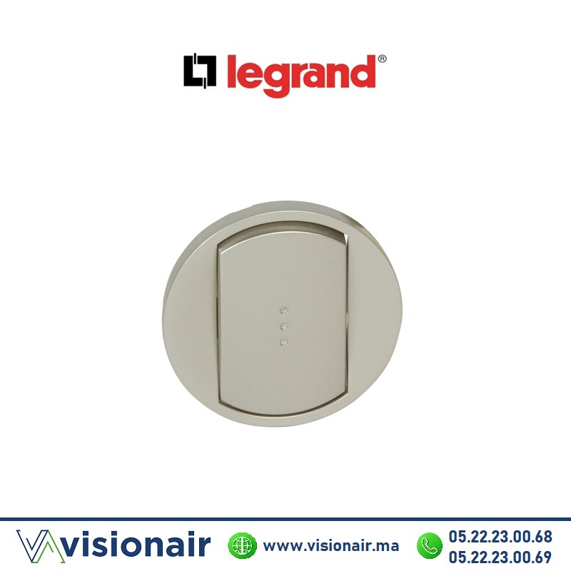 [068303] Enjoliveur interrupteur va-et-vient voyant lumineuse Titane Legrand Céliane 068303