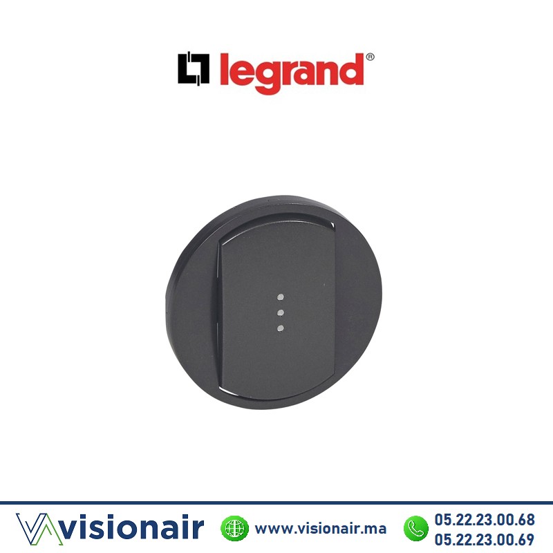 [067903] Enjoliveur interrupteur va-et-vient voyant lumineuse Graphite Legrand Céliane 067903