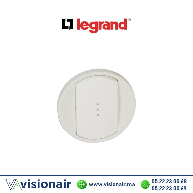 [068003] Enjoliveur interrupteur va-et-vient voyant lumineuse blanc Legrand Céliane 068003