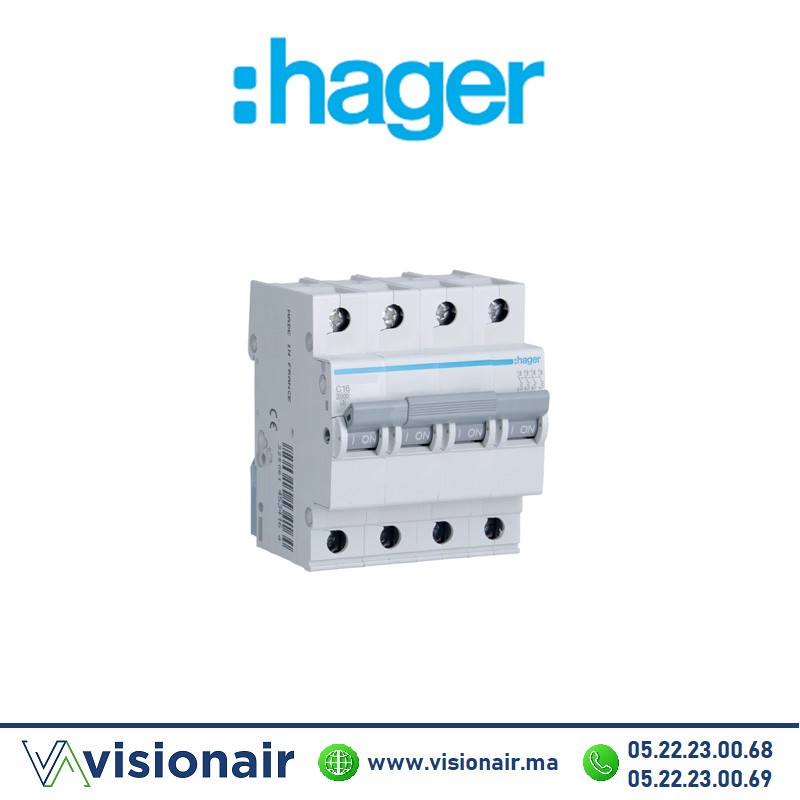 [MV416] Disjoncteur HAGER 4P 16A MV416