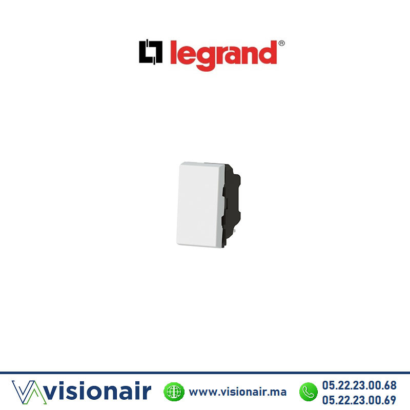 [078030L] Interrupteur poussoir LEGRAND Mosaic 1M blanc 078030L