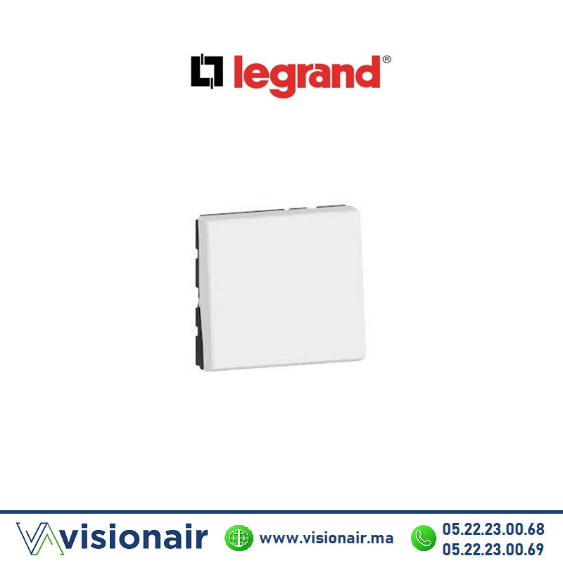 [078040L] Interrupteur poussoir LEGRAND Mosaic 2M blanc 078040L