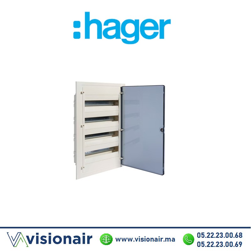 [VF418TF] Coffret encastré HAGER 72M porte transparent