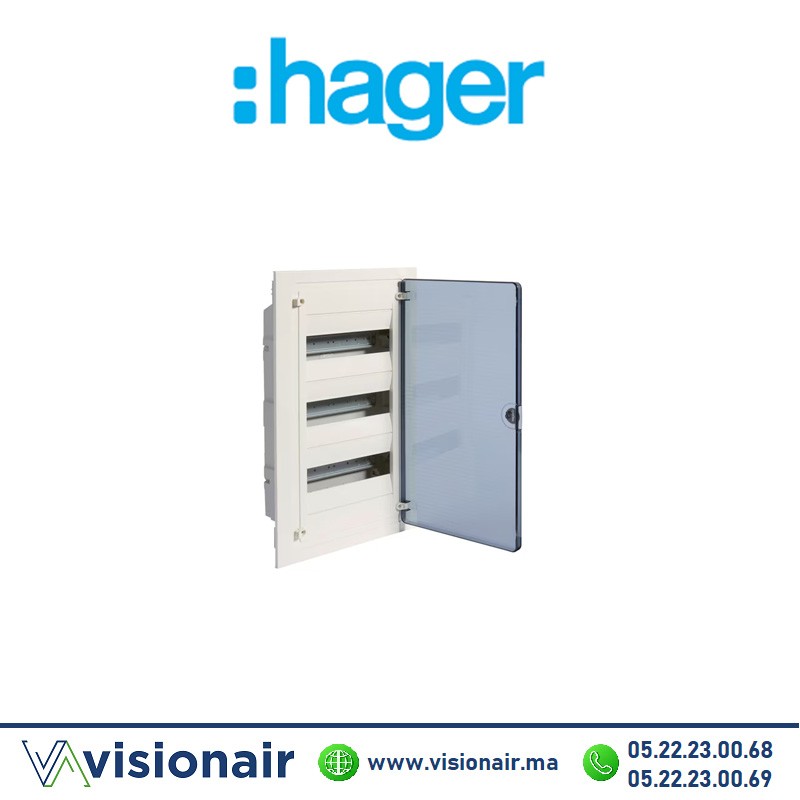 [VF312TF] Coffret encastré HAGER 36 M porte transparent