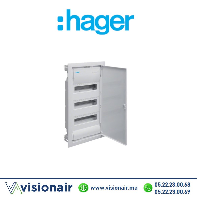 [VU36NR] Coffret encastré HAGER Volta 36M 3RG  porte opaque