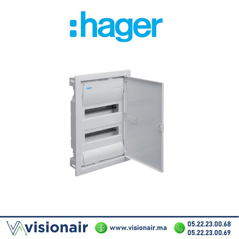[VU24NR] Coffret encastré HAGER Volta 24M 2RG  porte opaque