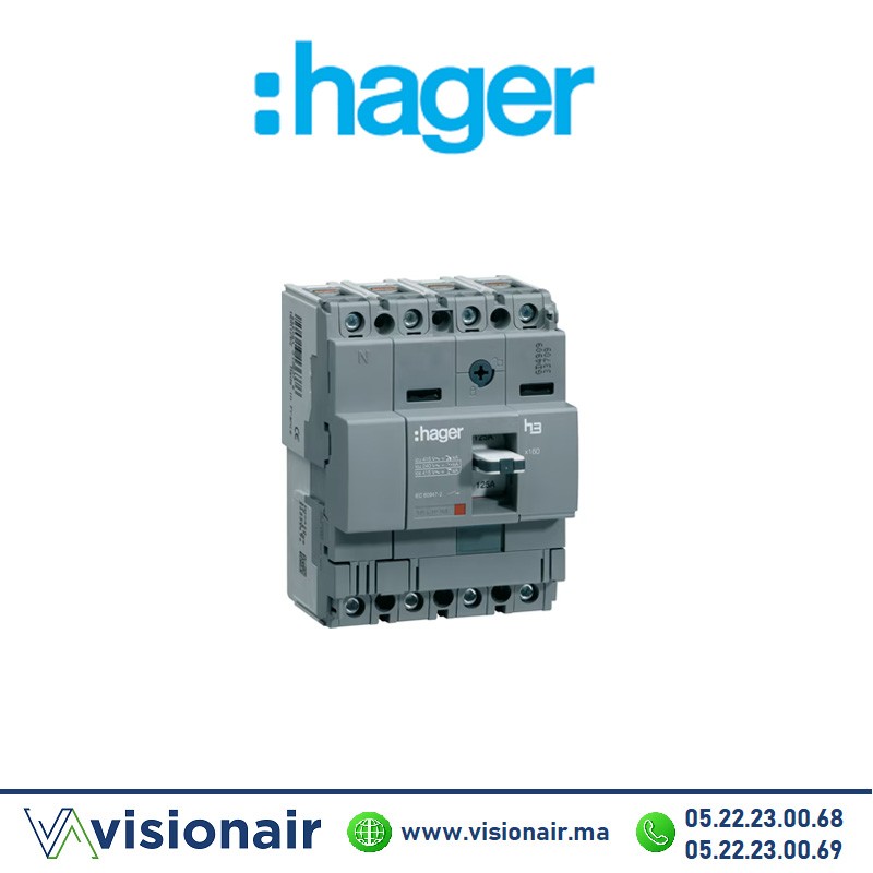 [HDA126Z] Disjoncteur HAGER  X160 4P 18kA 125A DA126Z